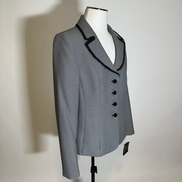NWT Collections for Le Suit Blazer Suit Jacket Womens Size 16 Career Black/White - Picture 2 of 11